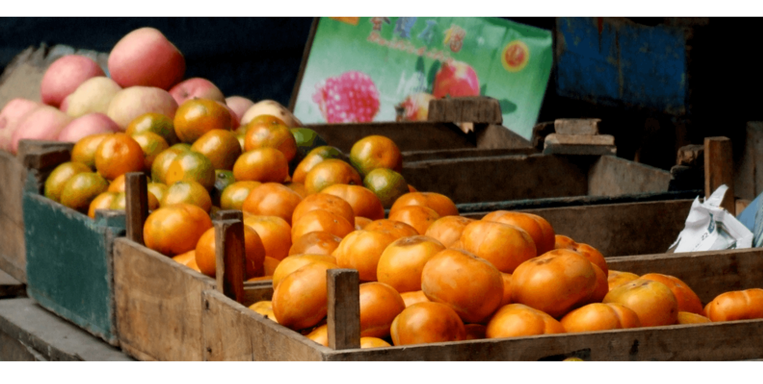 buy local goods - produce in crates