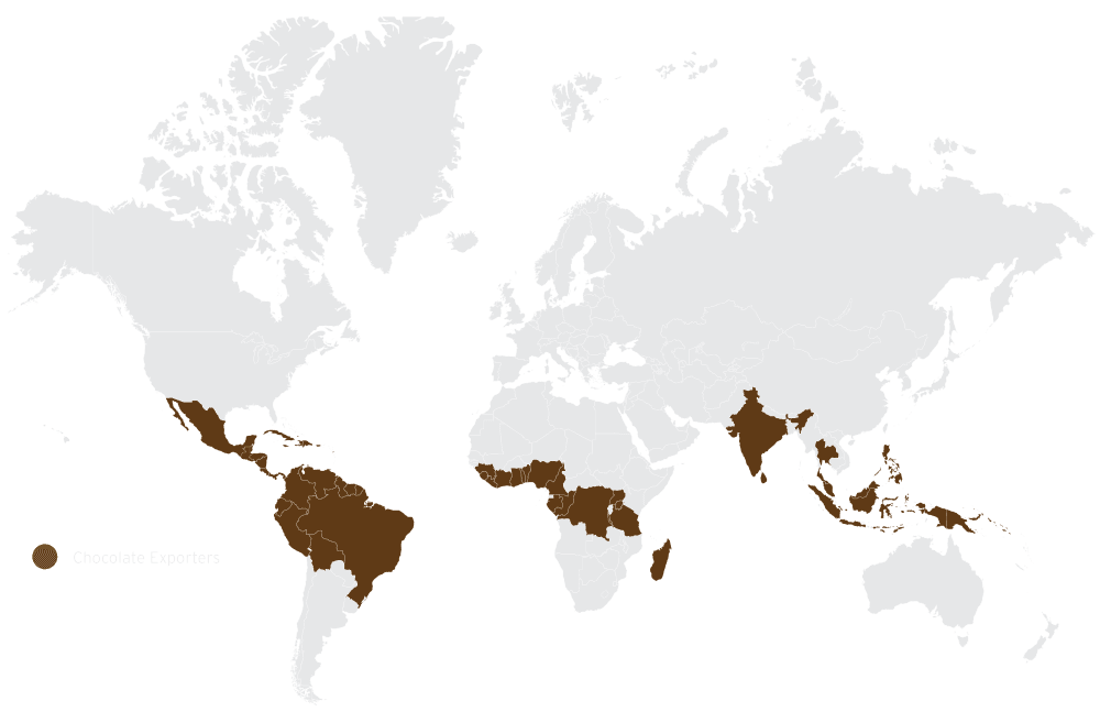 COCOA chocolate exporters map