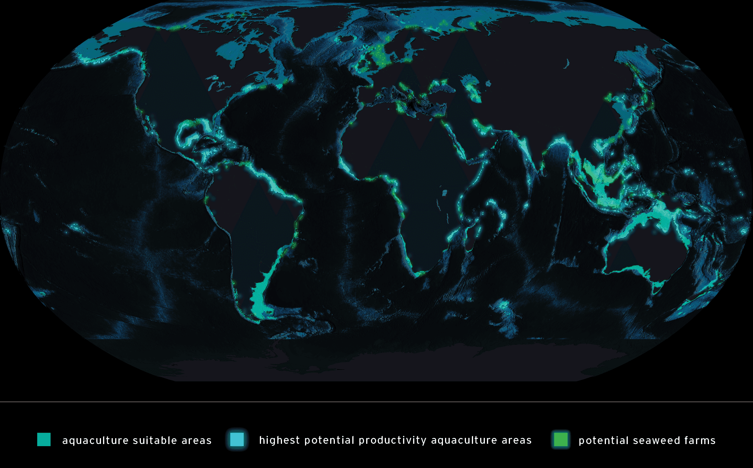Aquaculture Map with seaweed with key