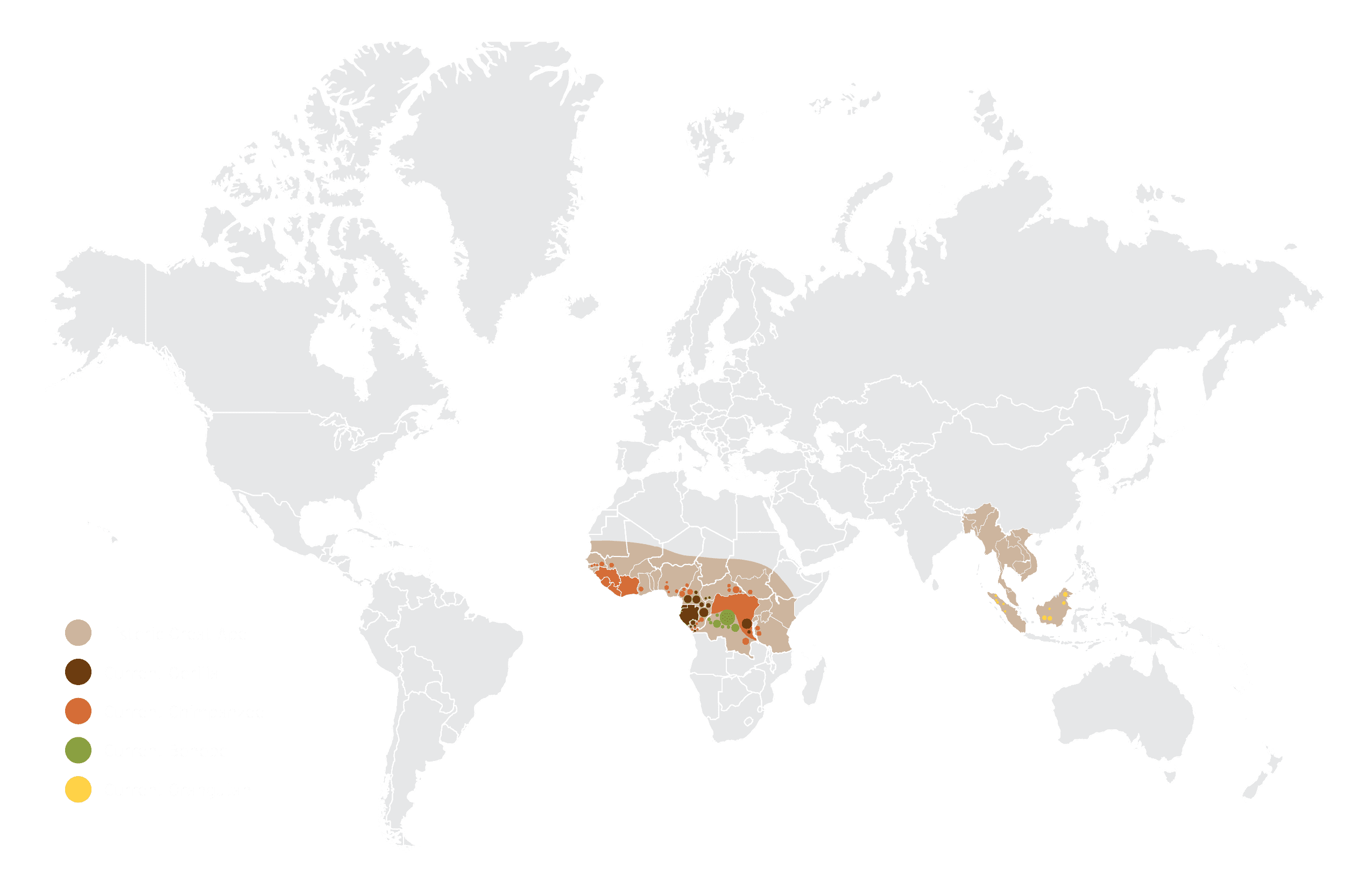 WYCD - endangered species - Great Ape Historic Range Map