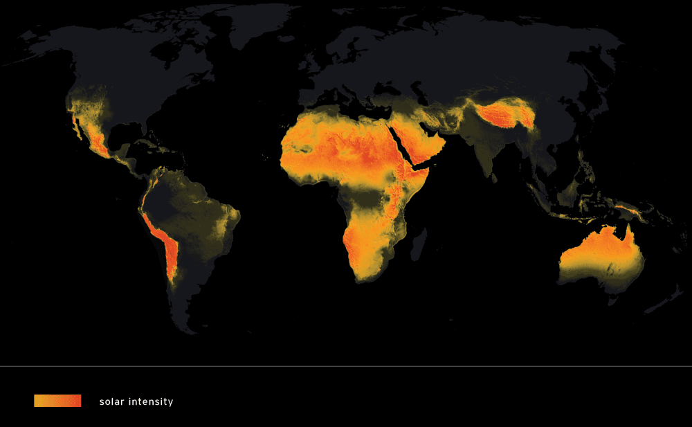 Solar Irradiance Map with key