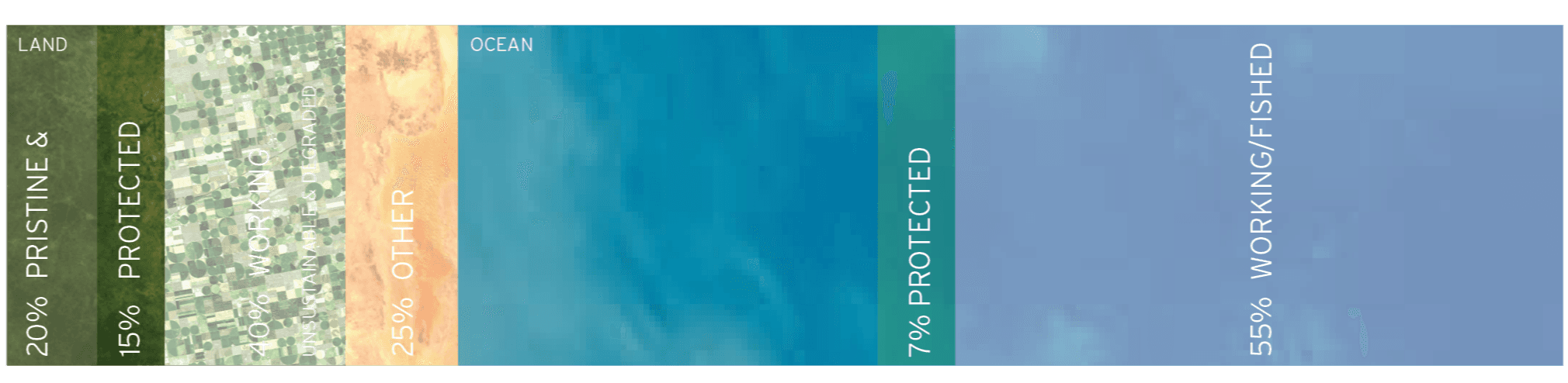 Learn to Share the planet land use bar diagrams 2020 2100 - surface of the earth in 2020