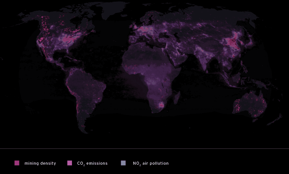 Mining and Air Pollution map with key
