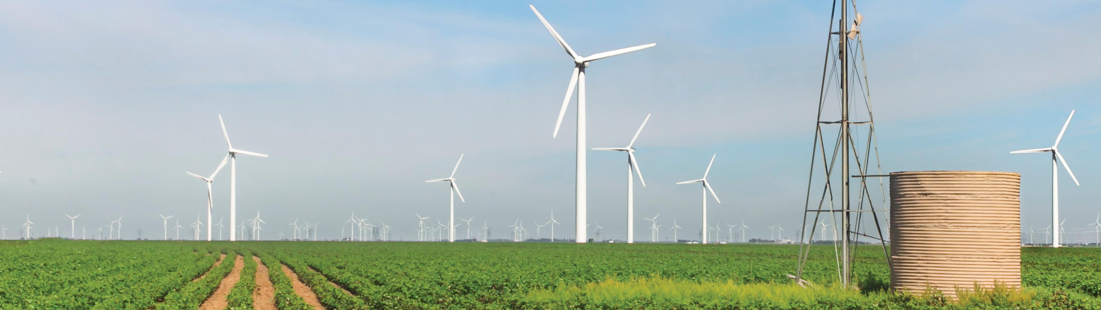 renewable energy overview hero image - windmills on texas farm
