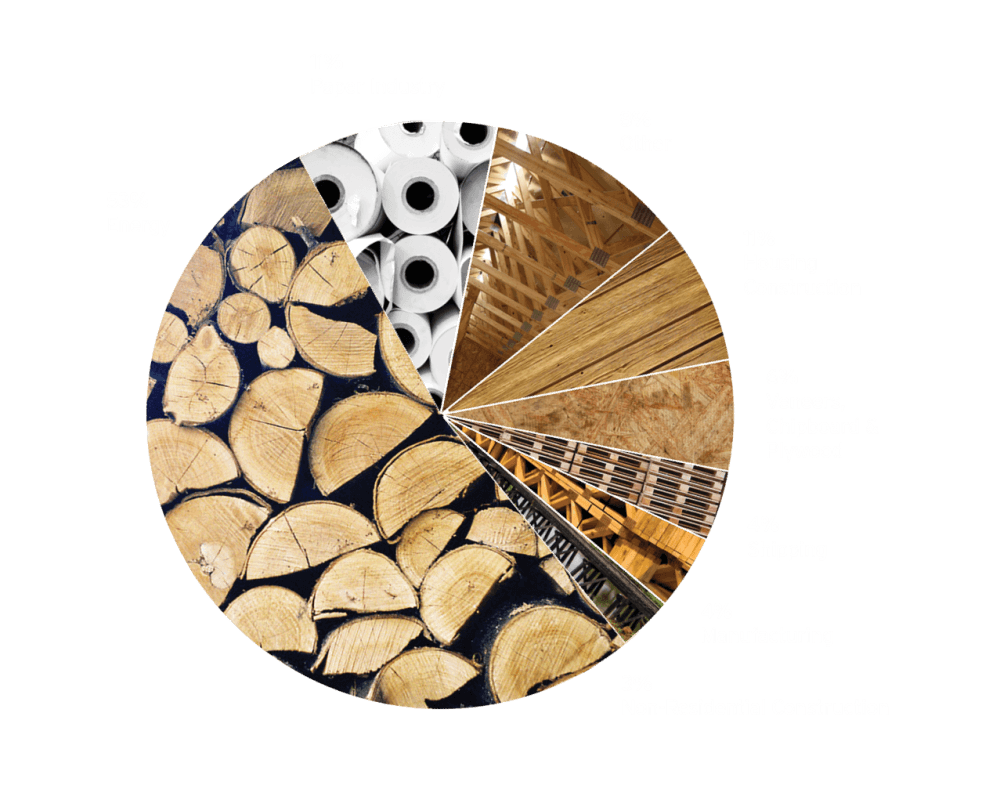 WYCD Forestry - Uses of Wood Lumber pie chart