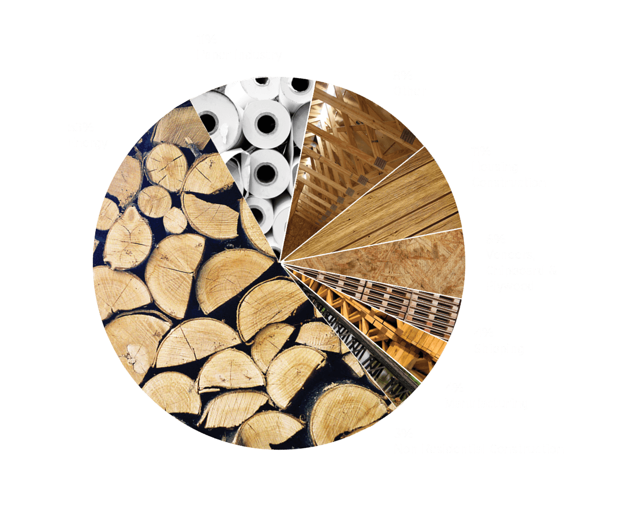 WYCD Forestry - Uses of Wood Lumber pie chart