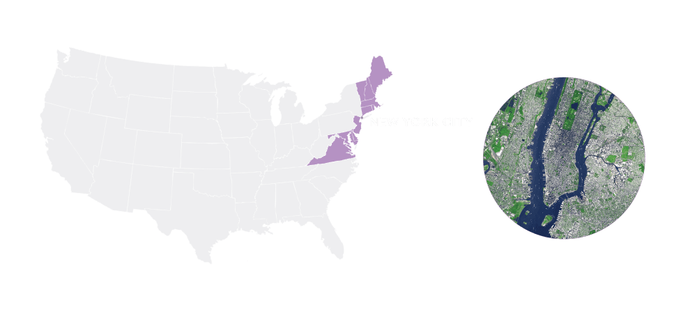 Greenest Cities New York Spread Out map infographic