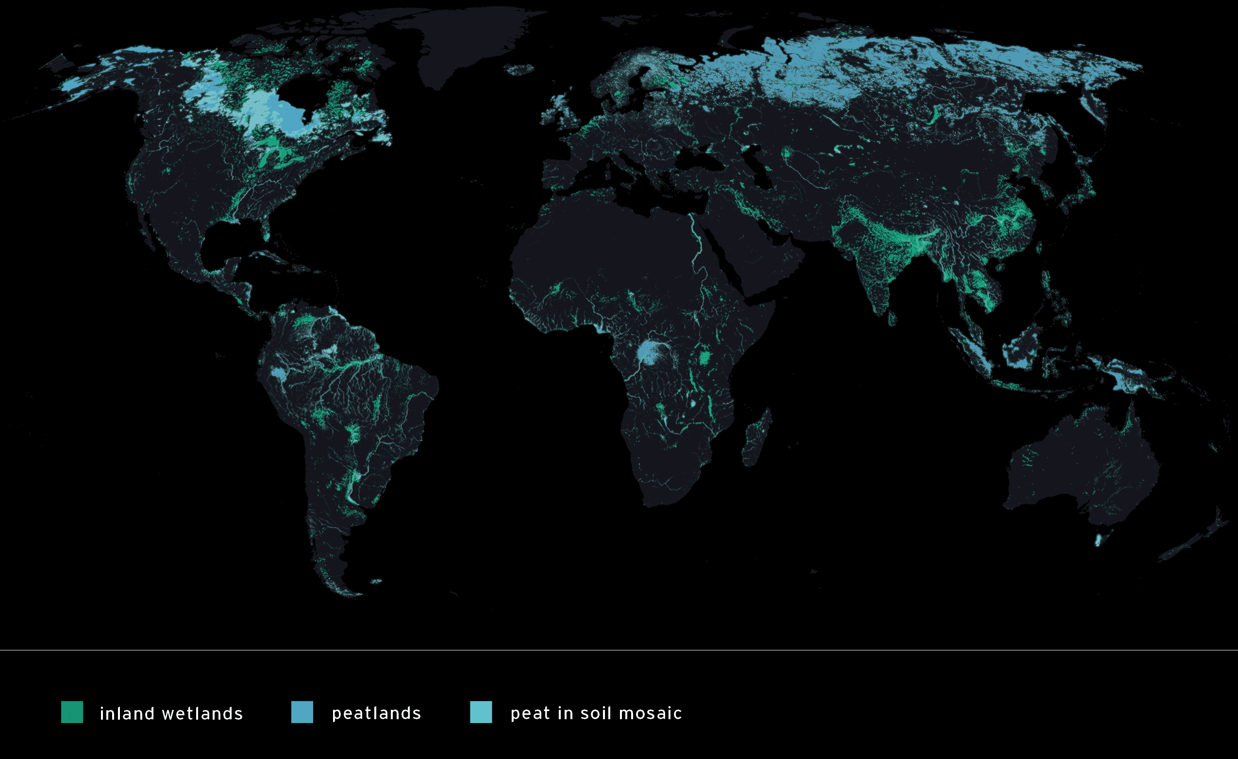 Inland Wetlands and Peat Map with key